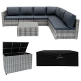 Marielle Rattan Modular 7 Piece Furniture Set & 996L Storage Box - Grey