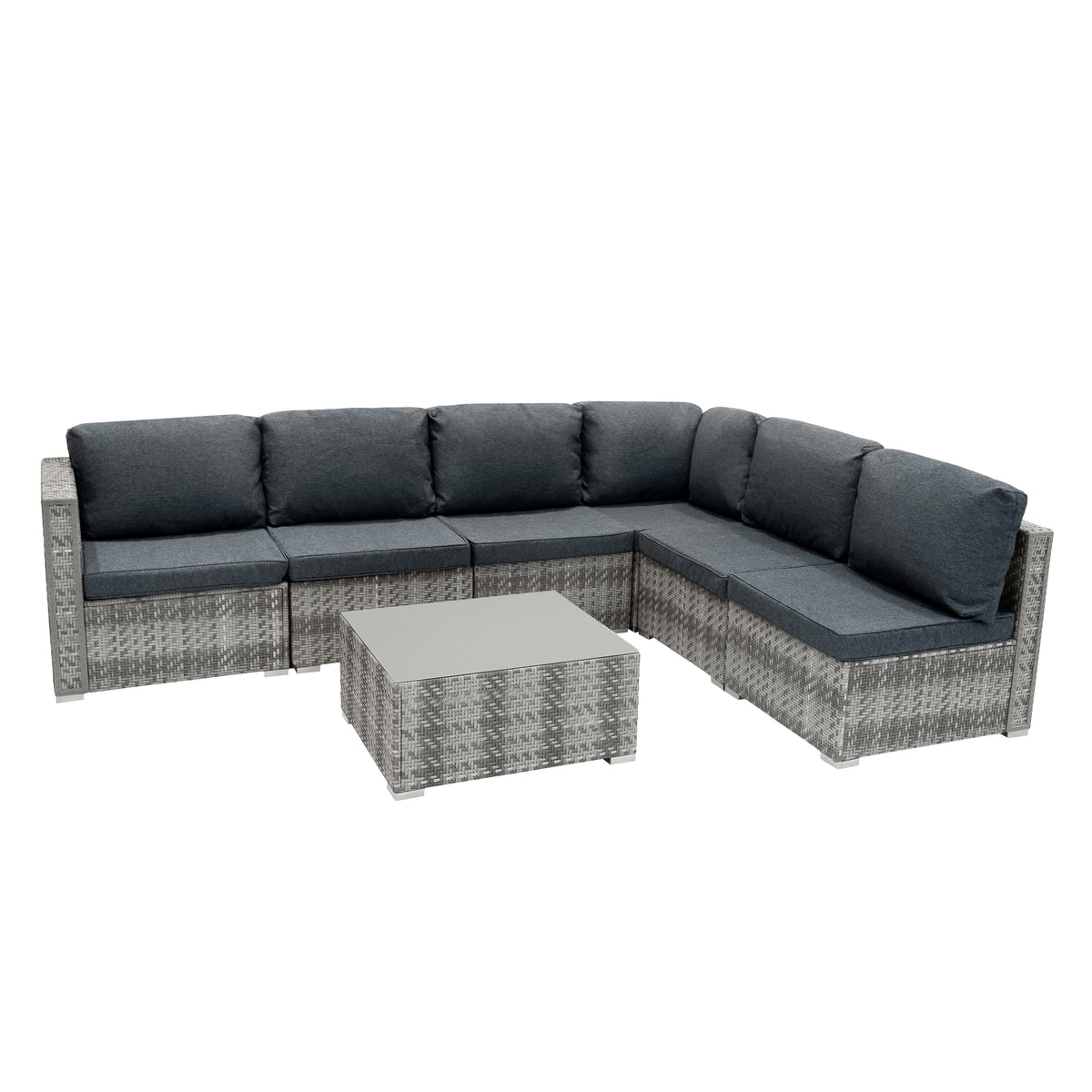 Marielle Rattan Modular 7 Piece Furniture Set & 996L Storage Box - Grey