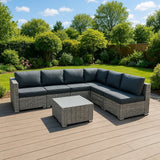 Marielle Rattan Modular 7 Piece Furniture Set & 996L Storage Box - Grey
