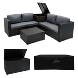 Rattan Modular 6 Piece Furniture Set & 700L Storage Box  Black