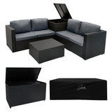 Serafina Rattan Modular 6 Piece Furniture Set & 996L Storage Box – Black