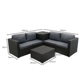 Serafina Rattan Modular 6 Piece Furniture Set & 996L Storage Box – Black