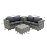 Marielle Rattan Modular 6 Piece Furniture Set & 700L Storage Box – Grey