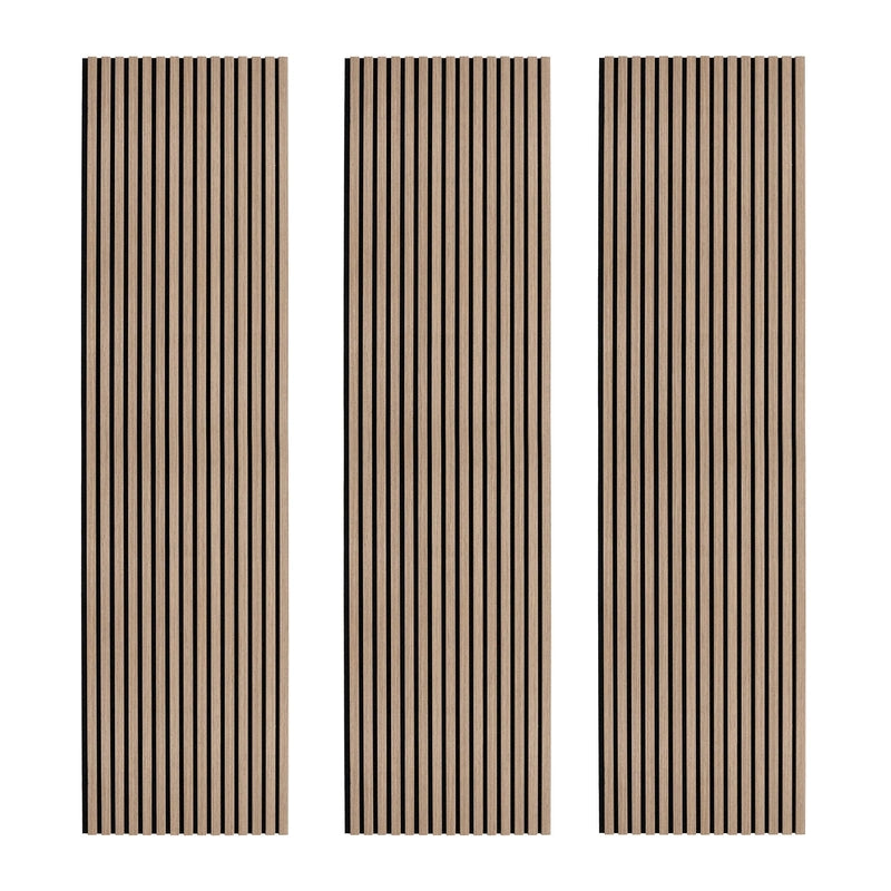Acoustic Slat Wall Panels x 3 - Light Walnut