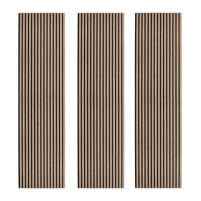 Acoustic Slat Wall Panels x 3 - Light Walnut