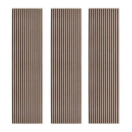 Acoustic Slat Wall Panels x 3 - Light Walnut