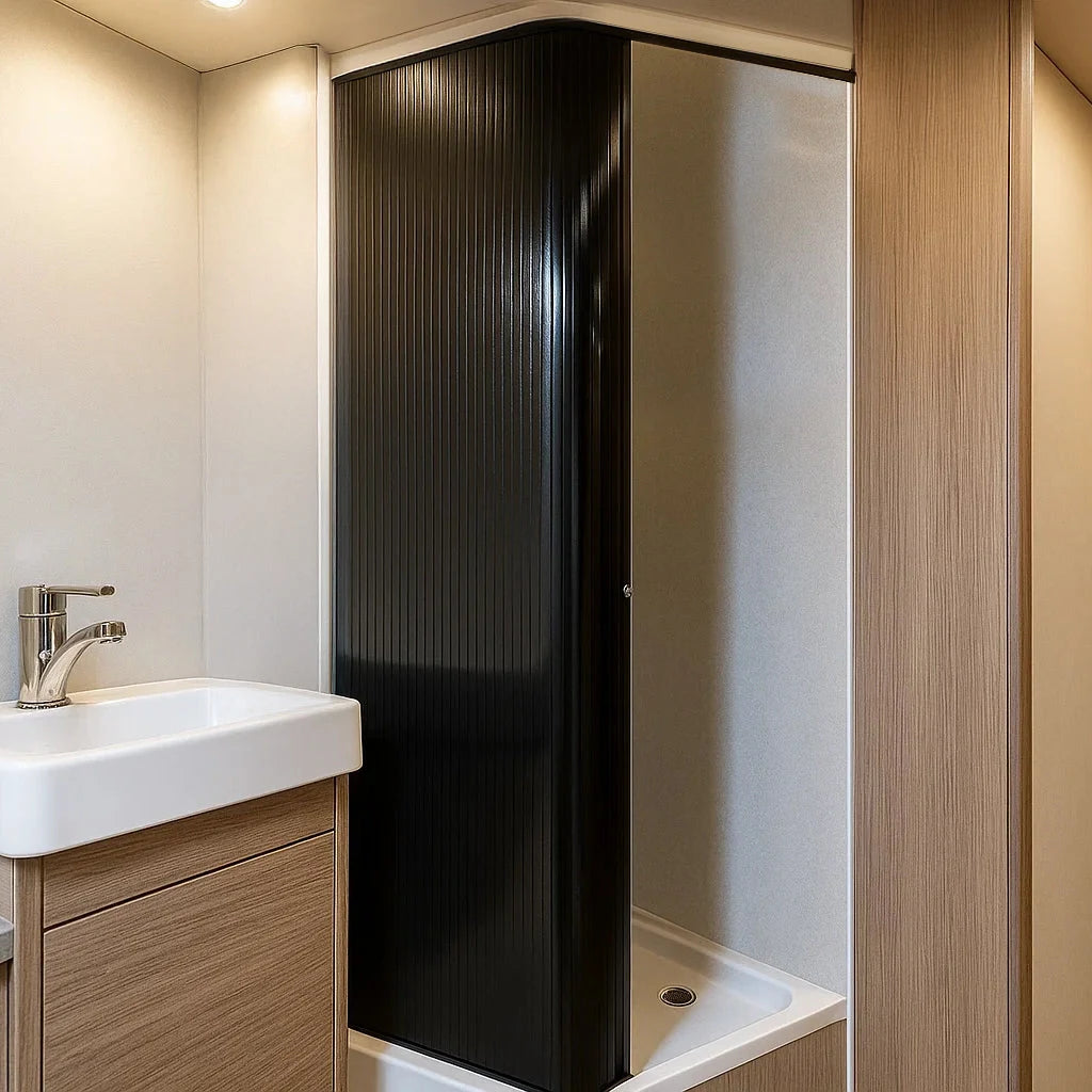 Tambour Shower Door  Black