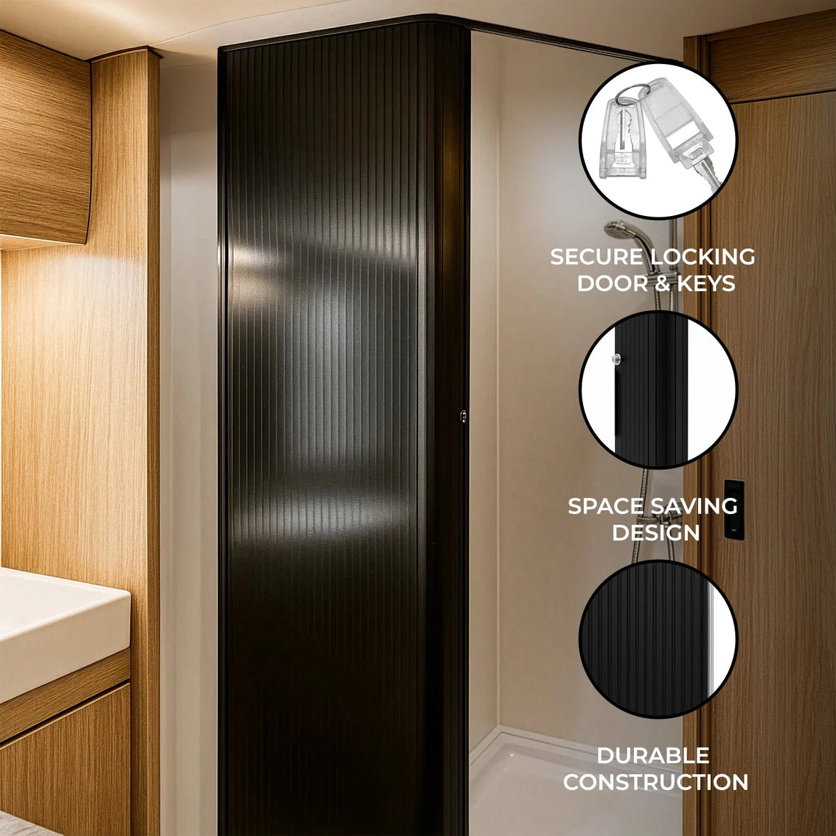 Tambour Shower Door  Black