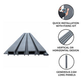 WPC Slatted Wall Cladding x 4 Panels  Grey