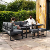 Aluminium Corner Sofa Set With Black Rattan Storage Box - Anthracite Grey