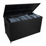 Aluminium 4 Piece Sofa Set with Black Rattan Storage Box - Anthracite Grey