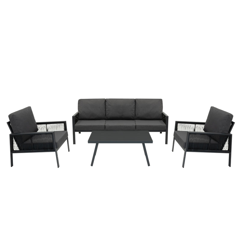 Anthracite 4 Piece Sofa Set With Black Parasol & Base