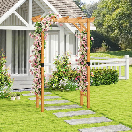 Wooden rose arch garden arch archway with roof trellis trellis arch orange M