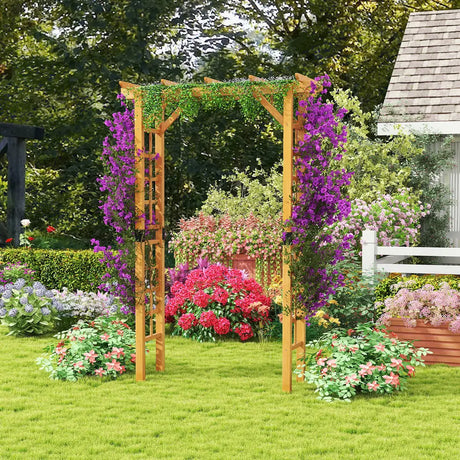 Wooden rose arch garden arch archway with roof trellis trellis arch orange M
