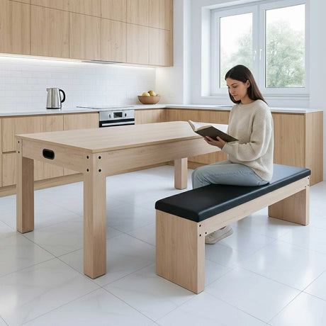 7-In-1 Games Table & Storage Bench - Oak