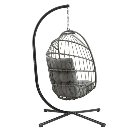 Rattan Hanging Egg Chair  Grey