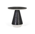Giner and Colomer - Round Aluminum Coffee Table (Dark Grey Hammered Finish, Silver-Edged Top)