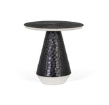 Giner and Colomer - Round Aluminum Coffee Table (Dark Grey Hammered Finish, Silver-Edged Top)
