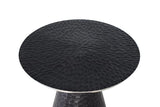 Giner and Colomer - Round Aluminum Coffee Table (Dark Grey Hammered Finish, Silver-Edged Top)