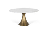 Giner and Colomer - Round Coffee Table With White Marble Top & Antique Gold Aluminum Base