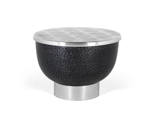 Giner and Colomer - Round Engraved Aluminum Coffee Table With Black Hammered Base