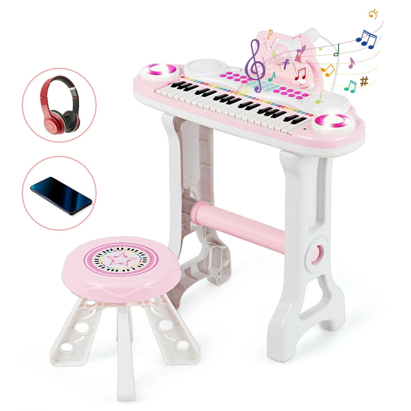 37-Key Electronic Kids Piano with Stool & Microphone