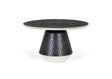 Giner and Colomer - Round Aluminum Coffee Table (Dark Grey Hammered Finish, Smooth Silver Edge)