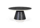 Giner and Colomer - Round Aluminum Coffee Table (Dark Grey Hammered Finish, Smooth Silver Edge)