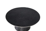 Giner and Colomer - Round Aluminum Coffee Table (Dark Grey Hammered Finish, Smooth Silver Edge)