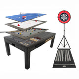 7-In-1 Grey Games Table, Darts Bundle & LED Light
