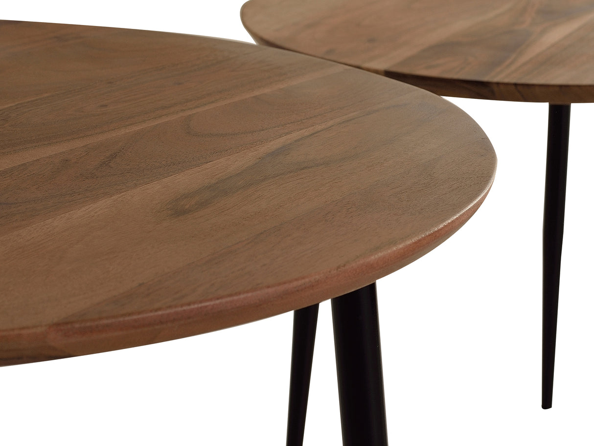 Giner and Colomer – Set Of 3 Acacia Wood Tables With Metal Legs