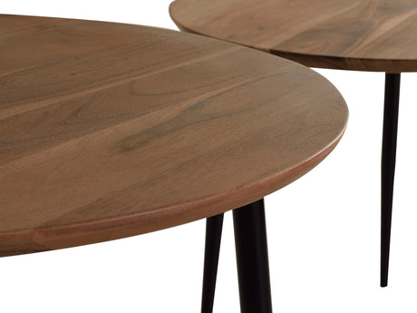 Giner and Colomer – Set Of 3 Acacia Wood Tables With Metal Legs