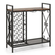 21 Bottle Wine Rack Freestanding Floor Wine Bottle Organizer with Glass Holder-Rustic Brown