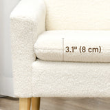 HOMCOM Armchair, Upholstered Accent Chair with Wood Legs and Wide Padded Seat, Teddy Occasional Chair, Cream White