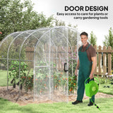 Outsunny Polytunnel Greenhouse Walk-in Grow House with PE Cover, Door and Galvanised Steel Frame, 3 x 2 x 2m, Clear