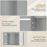 HOMCOM Mirrored Bathroom Cabinet with LED Lights, 60 x 80 cm Bathroom Mirror Cabinet with Anti-Fog, 3 Colour Dimmable Lighting