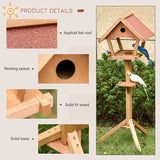 PawHut Wooden Bird Table Freestanding Feeding  Station for Garden Outside ,139H cm, Natural