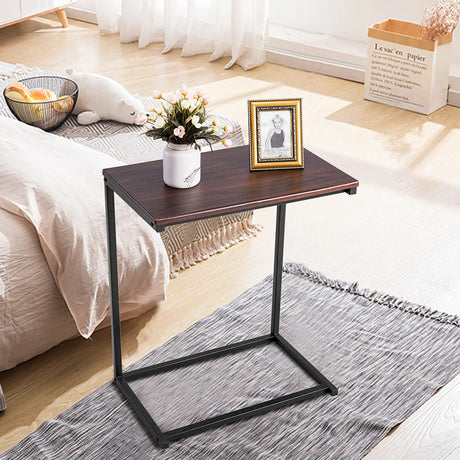 Industrial Styled C Shaped Side, End Table-Coffee