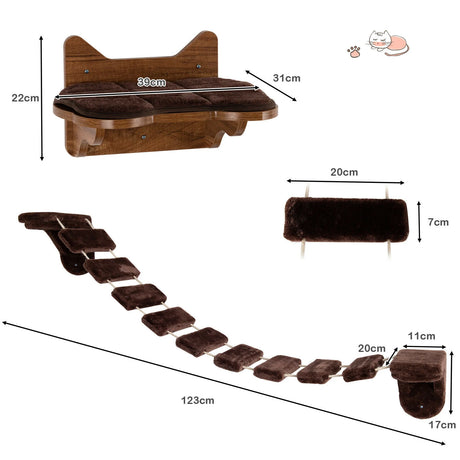 Wall-Mounted Cat Climbing Frame with Ladder Walkway for Indoor Cat