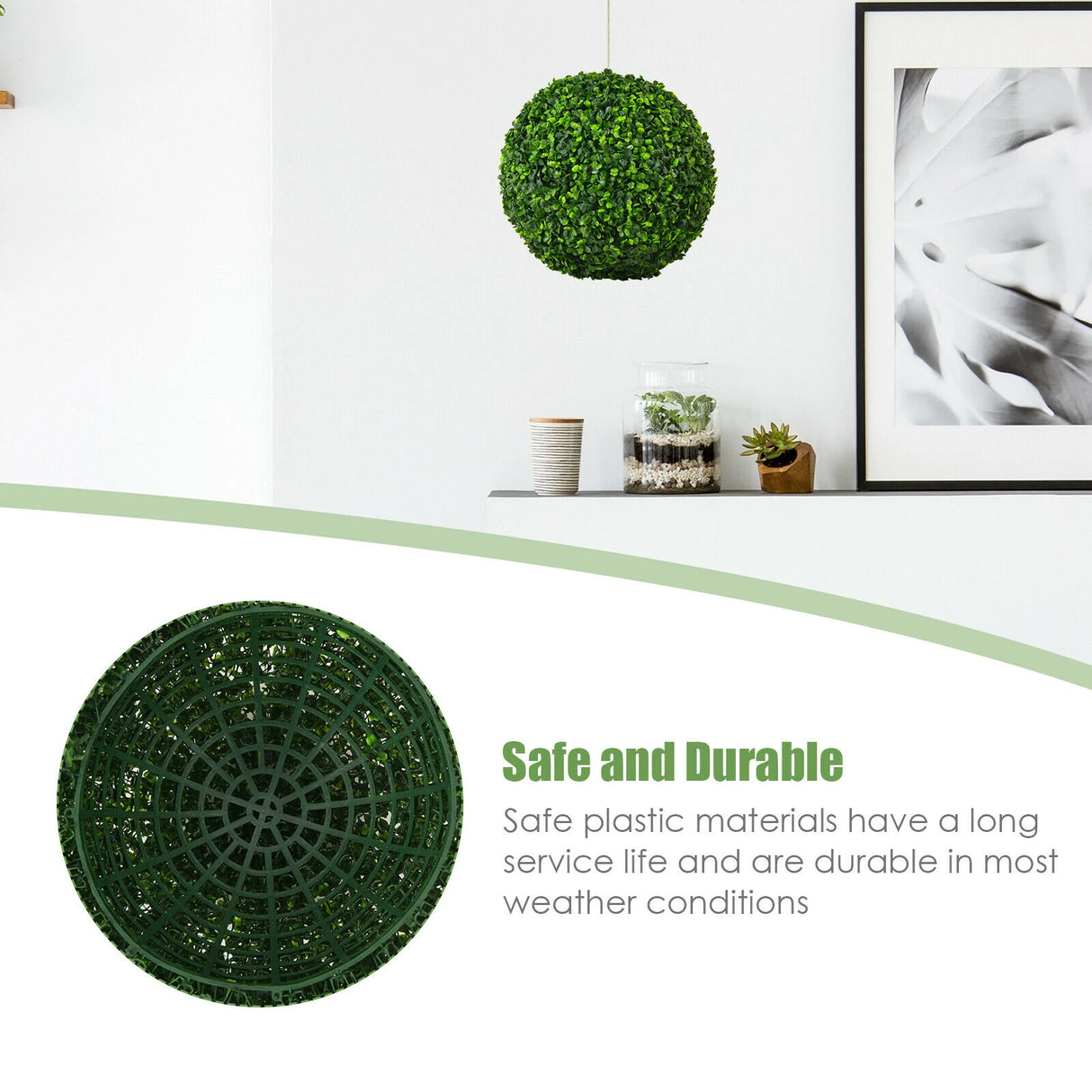 2-Piece 40cm Artificial Topiary Ball for Backyard, Home Decor