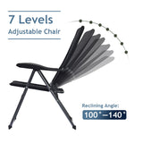 2 Pieces Outdoor Folding Patio Chairs with Adjustable Backrests for Bistro and Backyard-Black