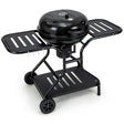 22 Inches 2 Layer Racks Barbecue Grill with Wheels for Outdoor Camping-Black