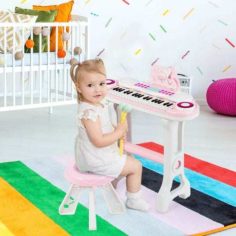 37-Key Electronic Kids Piano with Stool & Microphone
