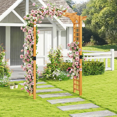 Wooden rose arch garden arch archway with roof trellis trellis arch orange L