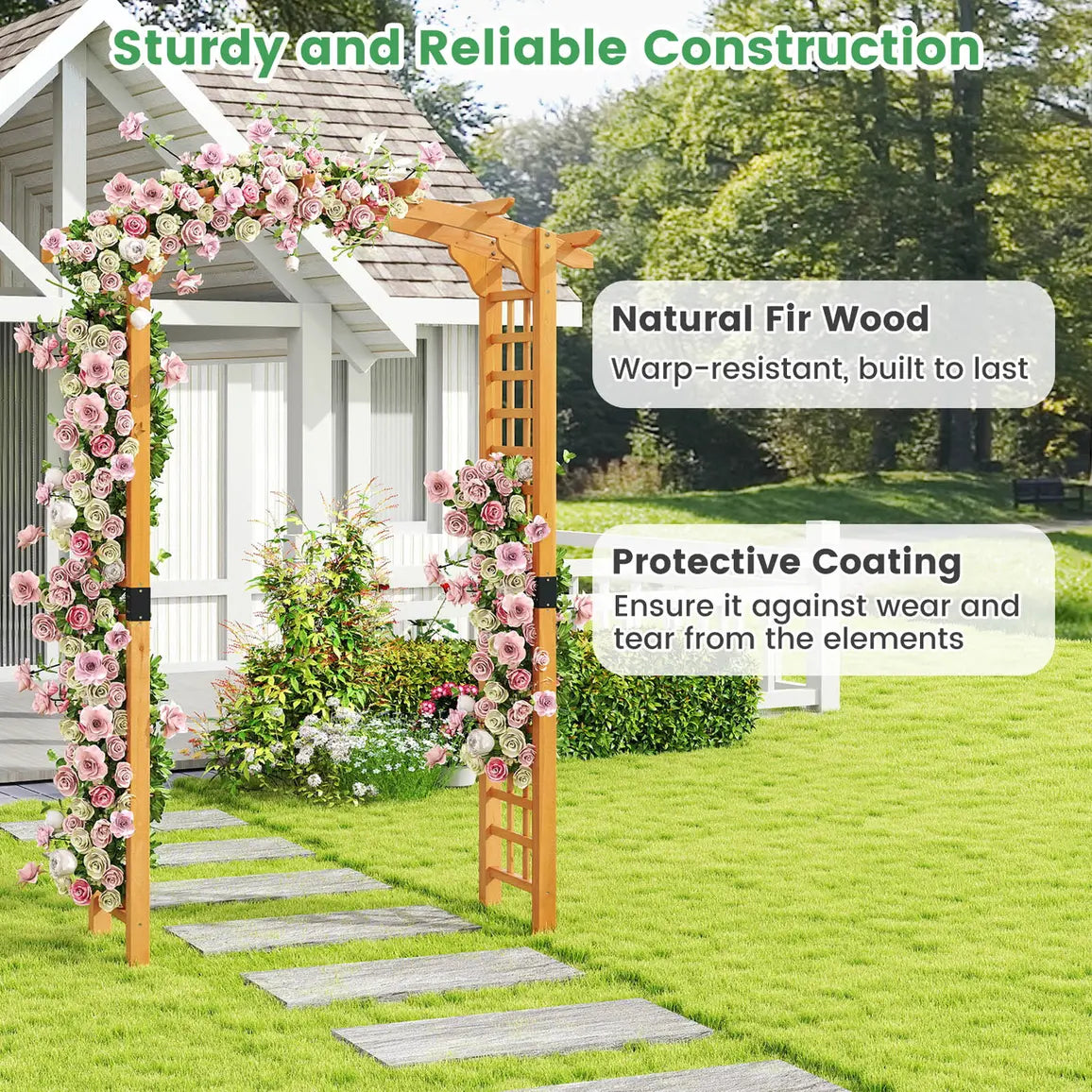 Wooden rose arch garden arch archway with roof trellis trellis arch orange L