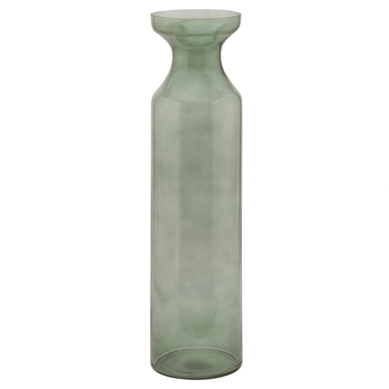 Smoked Sage Glass Tall Fluted Vase