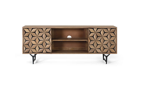 Giner and Colomer  Mango Wood TV Stand With Metal Accents