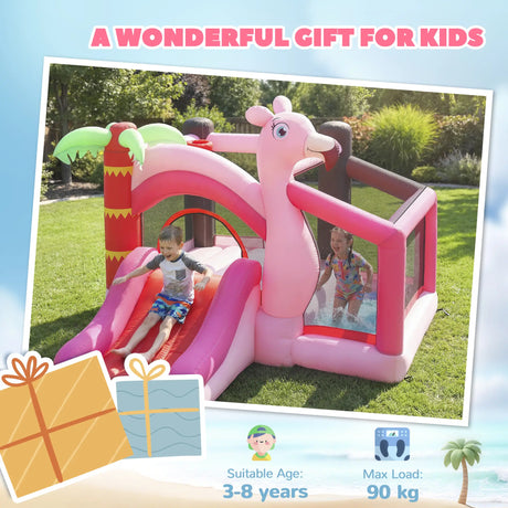 AIYAPLAY Inflatable Bounce House for Kids with Slide, Ball Pit, Basketball Hoop and Blower for Indoor Outdoor Garden, Pink