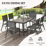 Outsunny Seven-Piece Steel Dining Set, with Aluminium-Top Table