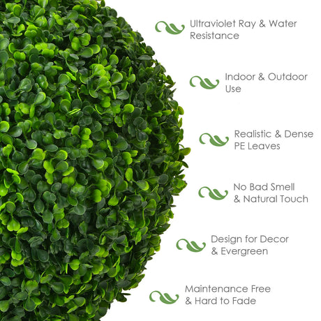 2-Piece 40cm Artificial Topiary Ball for Backyard, Home Decor
